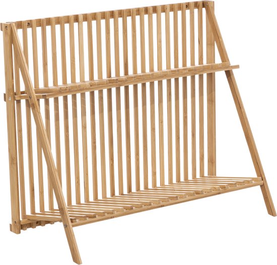 5Five Draining Rack Bamboo - 2 Levels - Wall Draining Rack - Dishwashing Rack