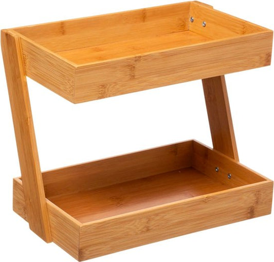 Secret de Gourmet Etagère de rangement - Etagère sur pied 2 niveaux - Etagère à épices - Bambou