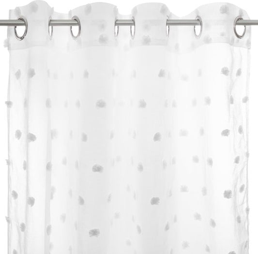 Atmosphera Kids Pom Pom Curtain 140x240cm - Ready made with rings - White with pom poms