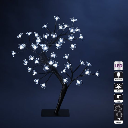 Christmas - Christmas tree - Decorative lighting - Prunus tree - White - H45cm - Luminous