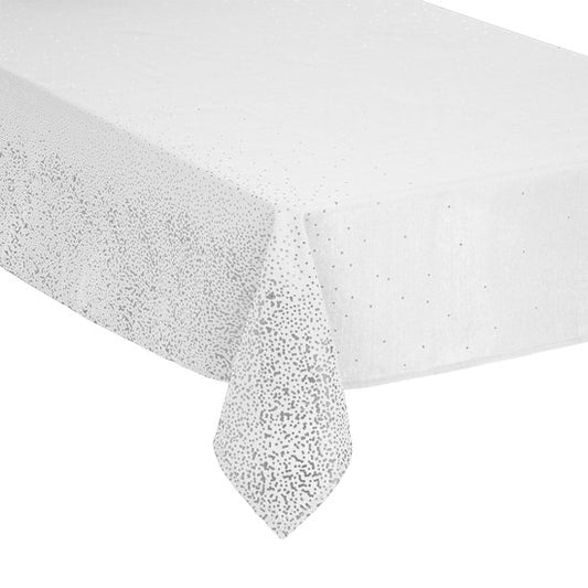 DELUXE tablecloth - Leopard white with silver - 140 x 240 cm - Christmas tablecloth