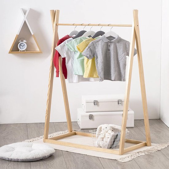 Atmosphera Kids Portant à vêtements pour enfants Perryn wood 78,5x39x126cm - Bois/Blanc