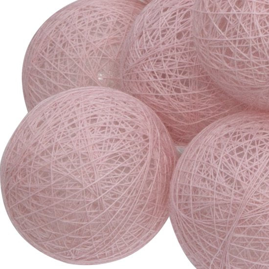 Atmosphera LED Feestverlichting Soft balletjes roze - Lichtslingers katoen - Cotton ball - 20 Ballen - Dia 6 cm - Guirlande