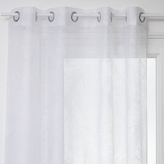 Translucent curtain Devo leaf pattern - 140 x 240 cm - White