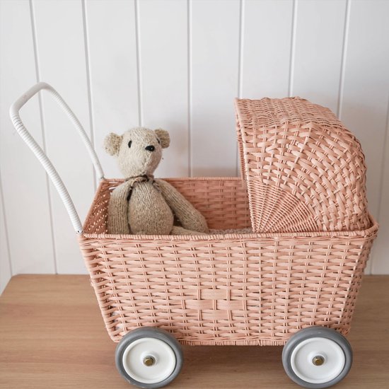 Olli Ella - Rotan Strolley Rose - Kinderwagen - Poppenwagen - Buggy - Wandelwagen - Trolley