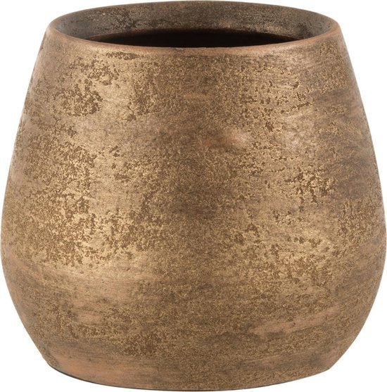 Pot de fleurs J-Line Inégal M D20x18cm - Céramique brute or