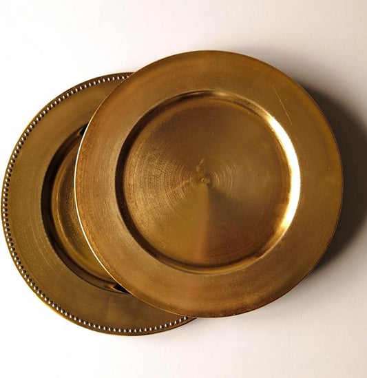 Christmas - Christmas tableware - Gold - Set of 4 - Round Plate - Round Plate - D33cm