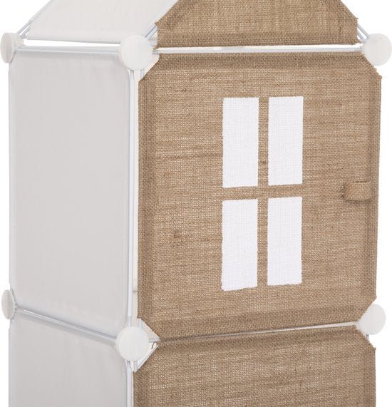 Rangement Jute - Meuble - Rangement - H140 - Pliable - 4 compartiments