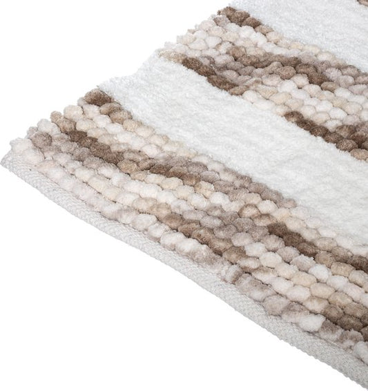 5Five Tapis de bain élégant super doux - Rayé - Taupe - 50 X 75 cm - Extra épais