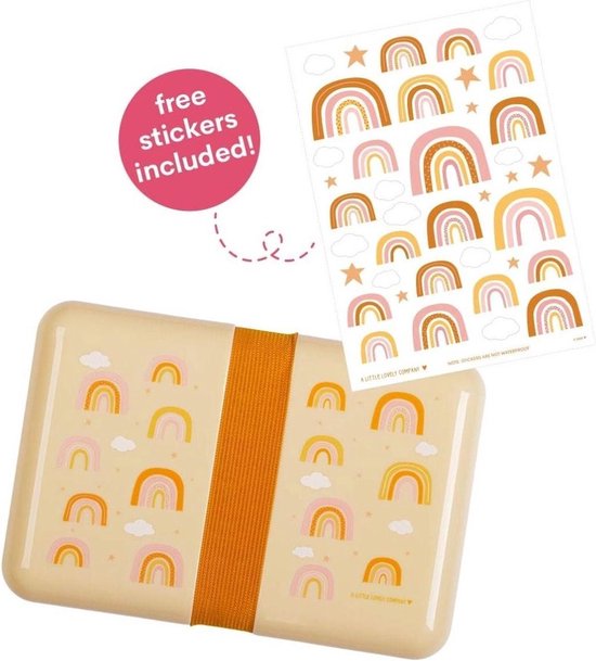 A Little Lovely Company Back to school set - Drinkfles/4 Snackdozen/Lunchbox - Glitter / Regenboog