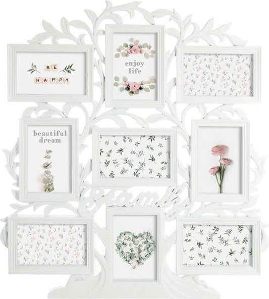 Atmopshera Plastic photo frame 9 photos - White - On stand - 53 x 60 cm