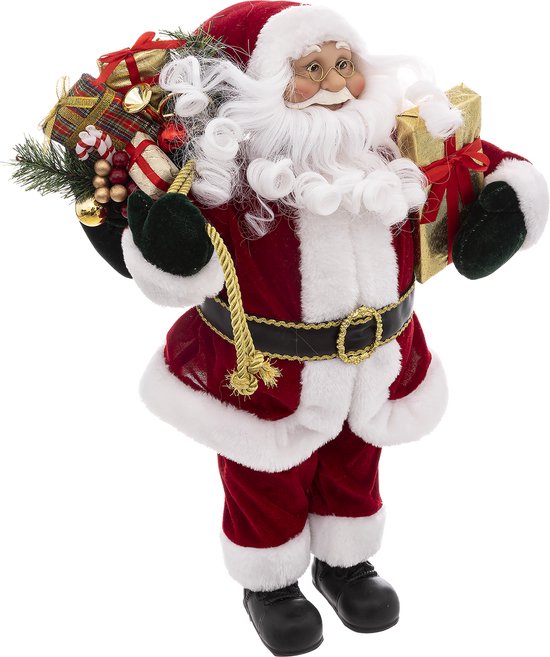 Velvet Santa Claus - Standing - H 45 cm - Christmas decoration