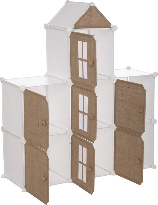 Château de rangement Jute - Placard - Rangement - H109 - Pliable - 7 compartiments