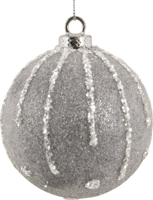 Cosy &amp; Trendy Christmas - Boules de Noël - Lot de 6 - Paillettes - Ficelle - Gris - D8cm