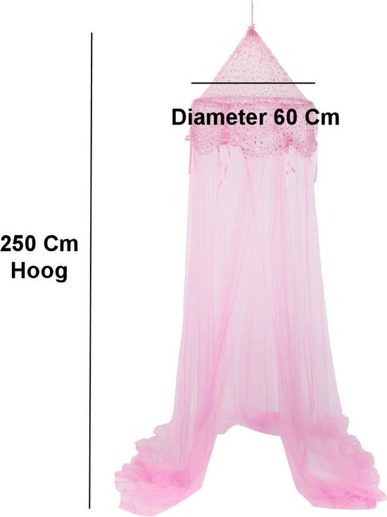 Decopatent® Princesses Mosquito net children's room - Mosquito net Baby room - Mosquito net 1 person - For above bed - Pink - 60 x 60 x 250 Cm