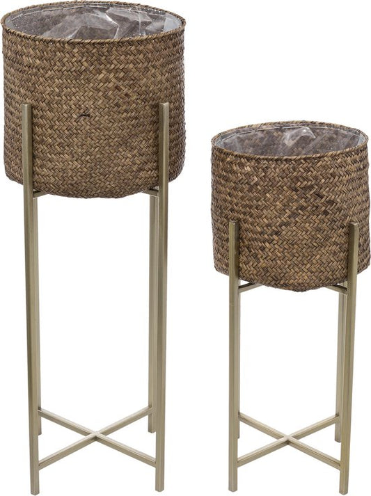 Flower pots set of 2 - Gold legs - dia 21 / die 23.5 - iron