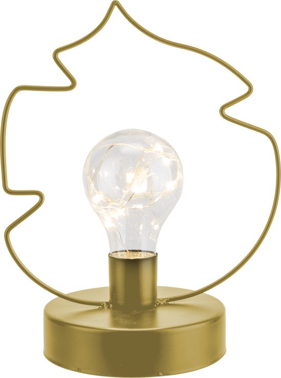 Cosy & Trendy Tafellamp - Blad - LED - Lichtkralen - H21cm - Goud