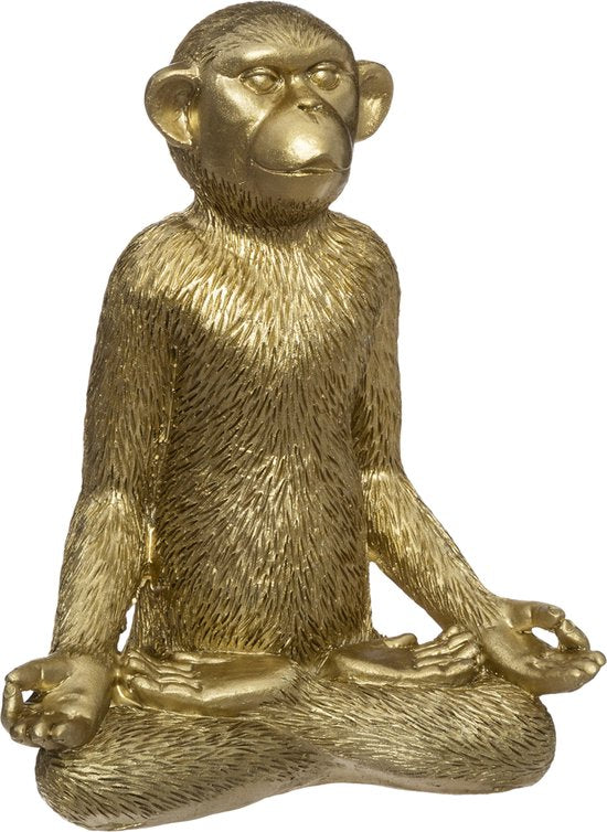 GOUDEN AAPJES YOGA beeldjes - groot model - 17 cm hoog - Set van 3 stuks