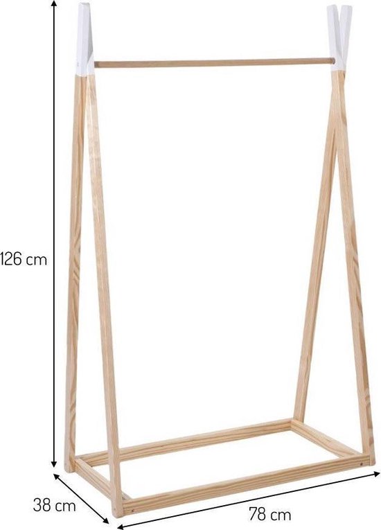 Atmosphera Kids Portant à vêtements pour enfants Perryn wood 78,5x39x126cm - Bois/Blanc