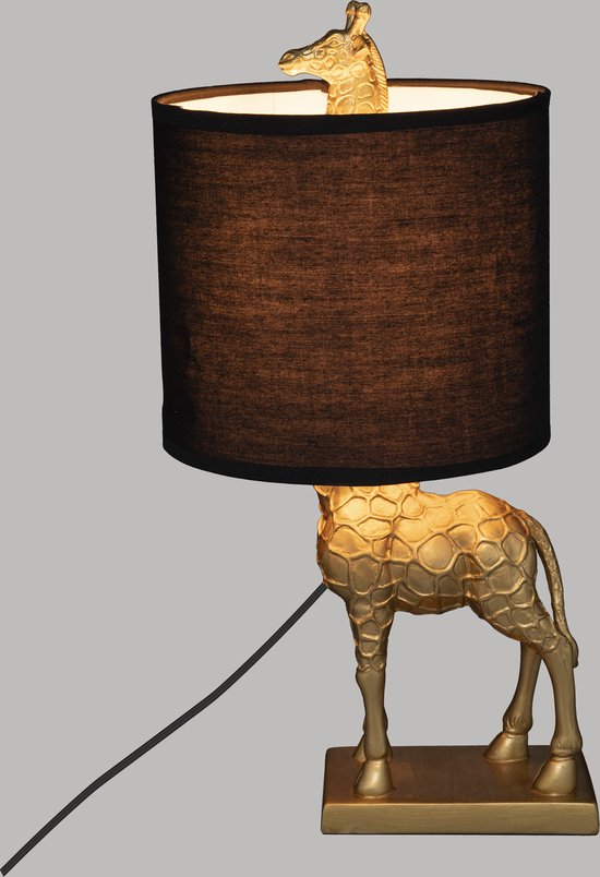 Tafellamp Giraffe goud H42 cm - Zwart - Lamp - E27