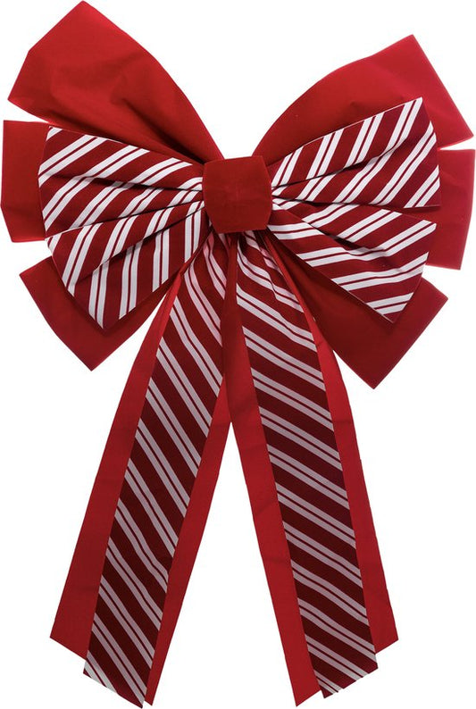 Christmas - Bow - Bows - Christmas bows - Set of 2 - Striped red with white - 40x60cm - For the Christmas tree