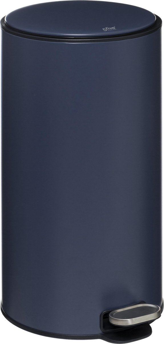 5Five Delta Waste bin - Soft close - Anti-odor active carbon filter - Removable bucket - 30L - Metal Blue