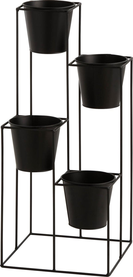 J-Line Rack flower pot holder S 31x31x70cm - 4 pots - Black