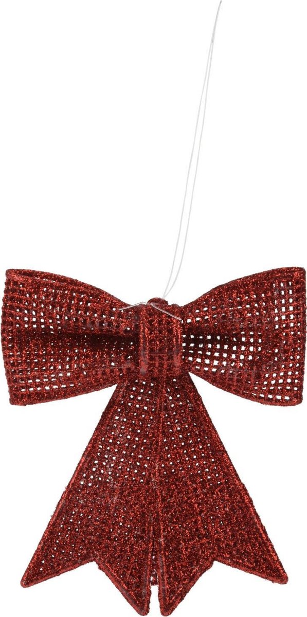 Maison &amp; Style Décoration de Noël/Pendentif de Noël 8 pièces ! Mini noeud pailleté 10,5 cm - Rouge