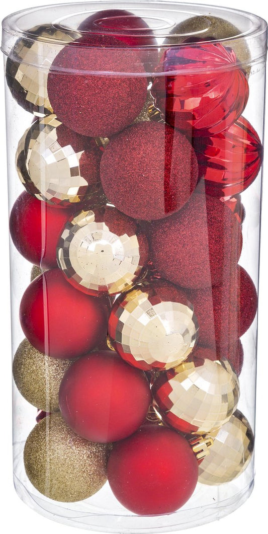 Set boule de Noël 30 pièces - Or et rouge - 30 pièces - Décorations de Noël - Boule de Noël