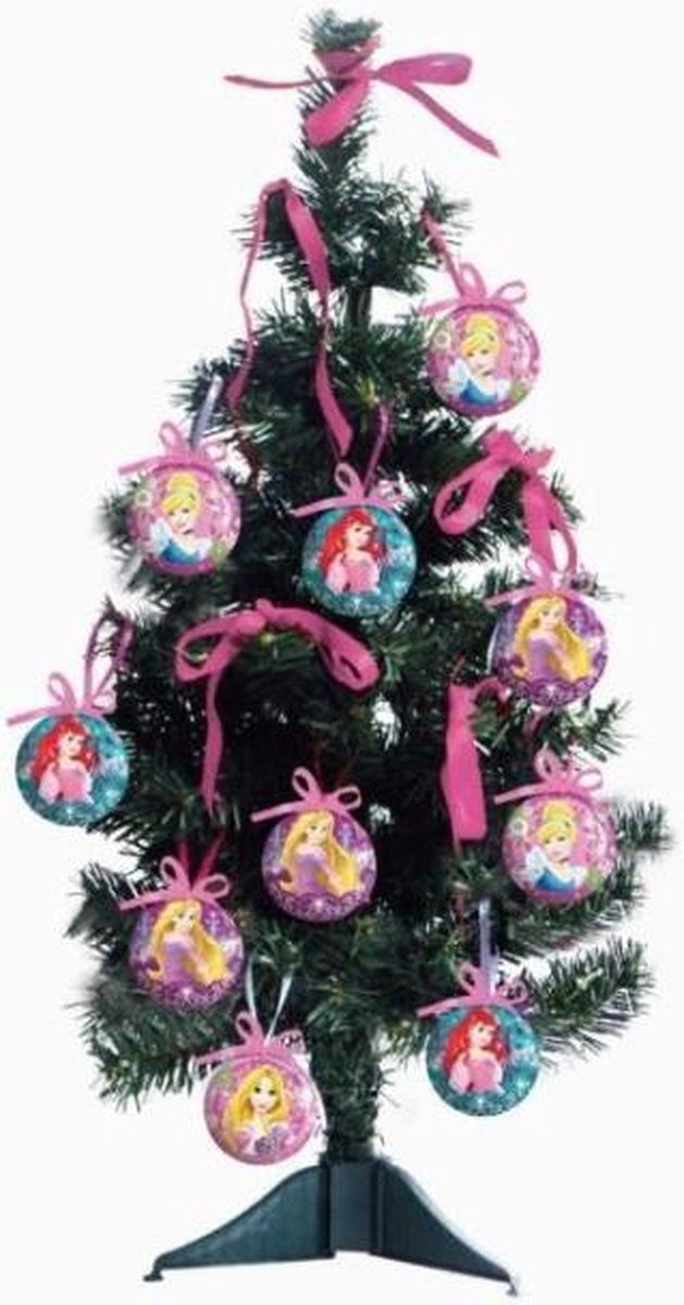 Disney Christmas tree Princesses 60 cm - 10 balls and 1 ribbon plus stand - Christmas tree with decorations