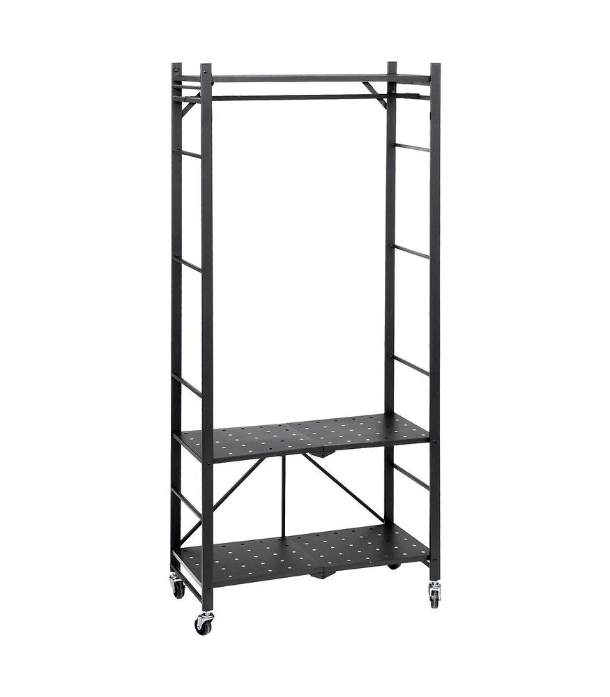 Atmosphera Foldable Shelf with Metal Cabinet - Black - W70xD36.5xH164cm