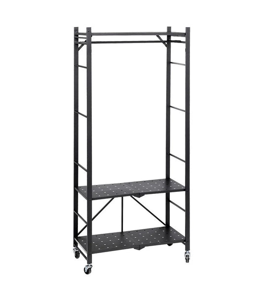 Etagère Pliable Atmosphera avec Armoire en Métal - Noir - L70xP36,5xH164cm 