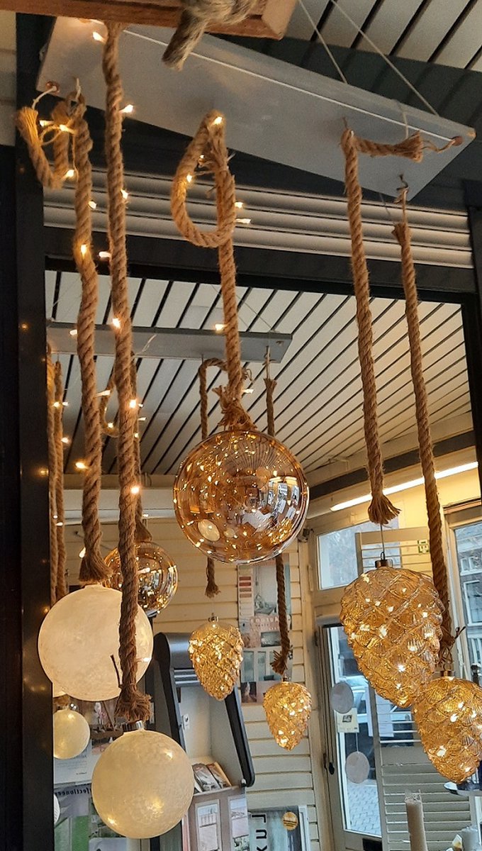 Glazen bal - ˜ 15cm - 24 LED - touw 100 cm -decoratie woonkamer