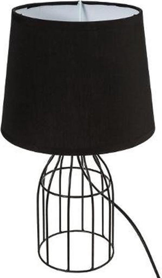 Atmosphera Lampe de table Moca fil d'acier avec abat-jour en tissu D21x35cm - Noir - E14