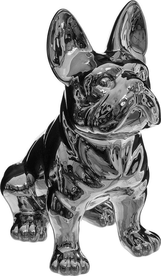 Atmosphera Statue Bouledogue argent - Décoration - Statue décorative - H22 cm