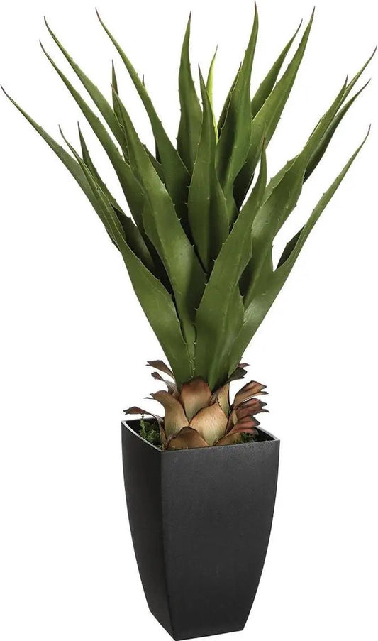 Agave artificielle en pot rectangulaire h73, vert