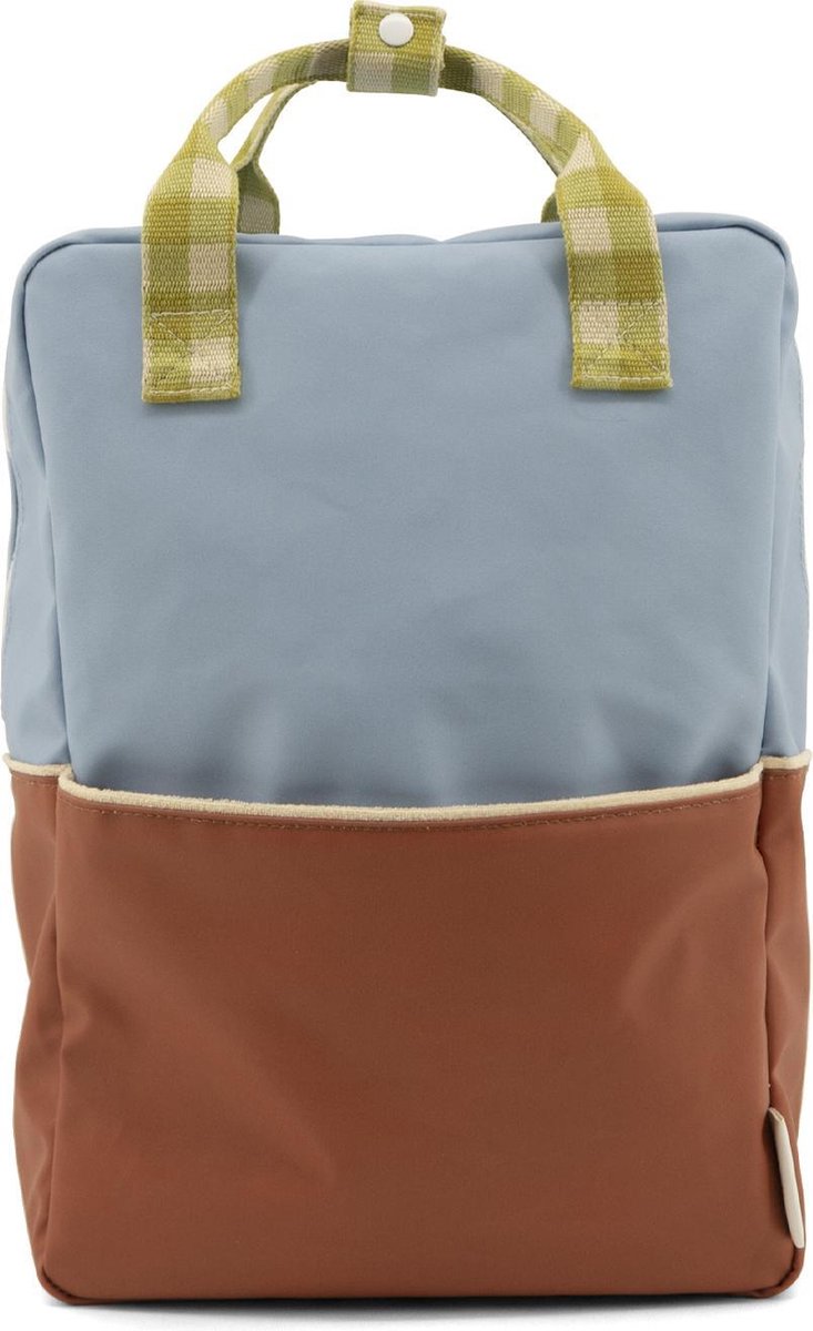 Sticky Lemon Backpack Large color blocking - blueberry + willow brown - pear green