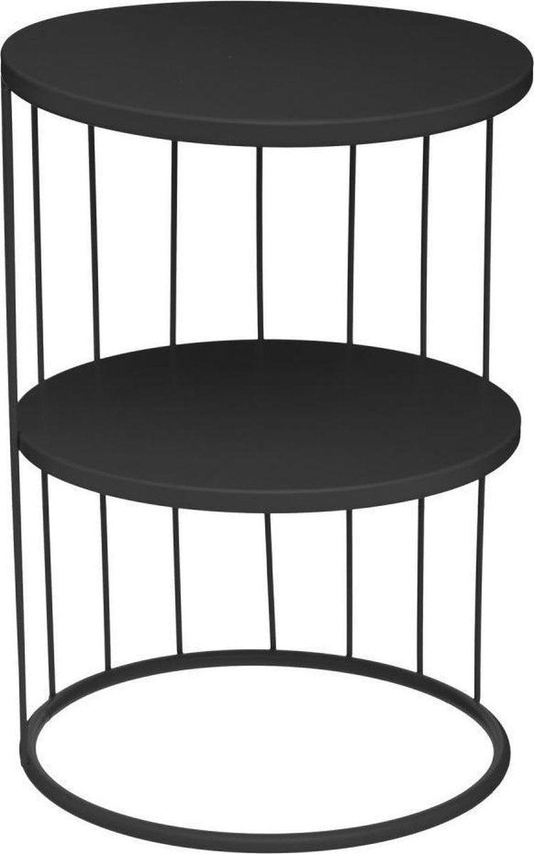 Atmosphera Kobu design bijzettafel - Salontafel - L. 36 x B. 36 x H. 52 cm - Zwart - Bijzettafel