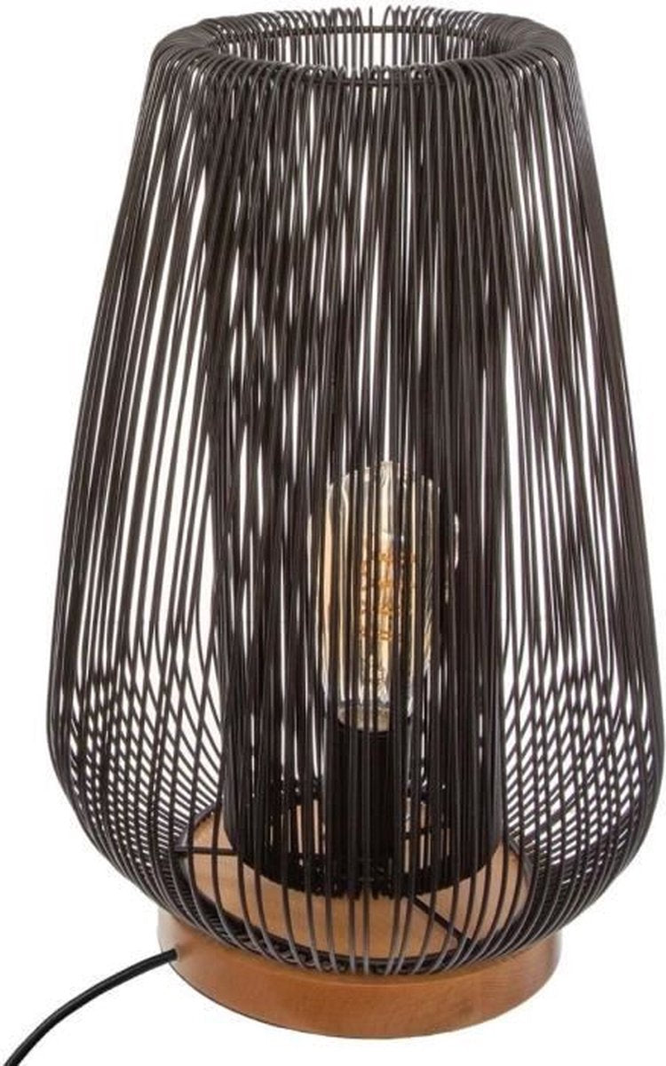 Bedrade metalen tafellamp - E27 - 40 W - H. 40,5 cm - Zwart