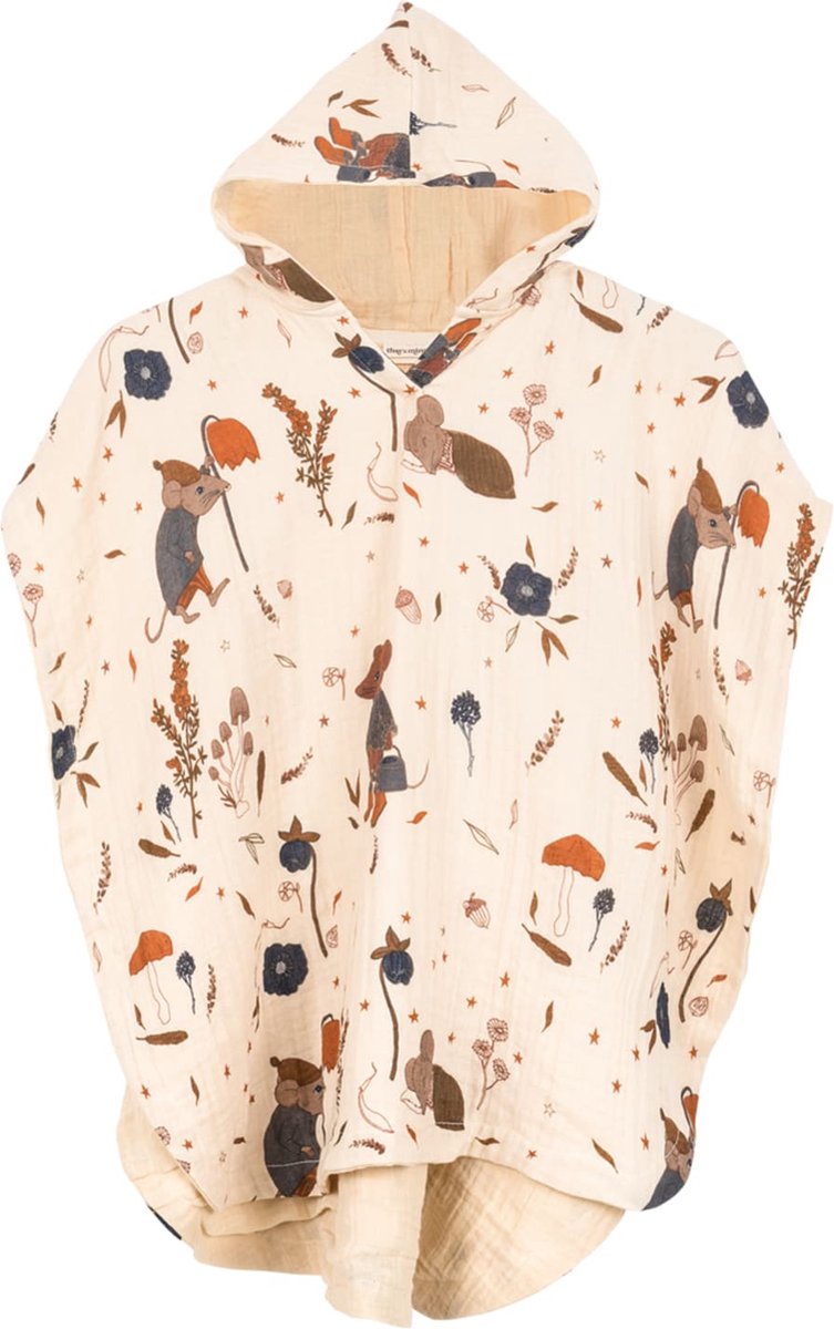 Poncho Souris nuit Large - 80 X 80 cm - 4J+ - Tetra coton bio