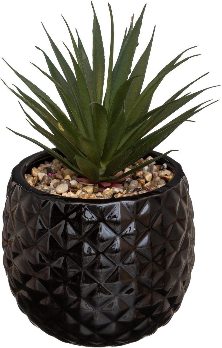 Atmosphera kunstplant ananas met gouden pot OF witte pot OF zwarte pot - H21 cm - Plant - Klein kamerplantje