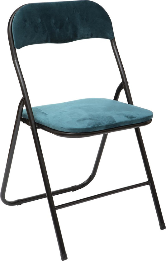 Atmosphera Folding chair velvet seat and back upholstered - Blue