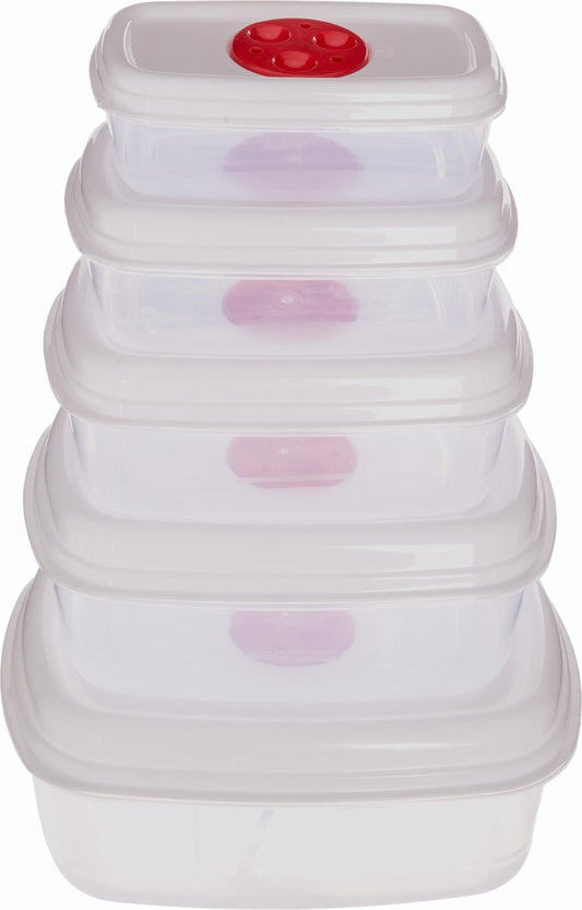 Microwave boxes set of 5 - freezer safe - with ventilation holes - 5 pieces - fresh food container