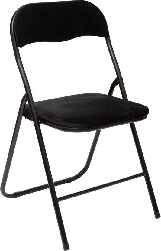 Atmosphera Chaise pliante assise et dossier en velours rembourrés - Noir