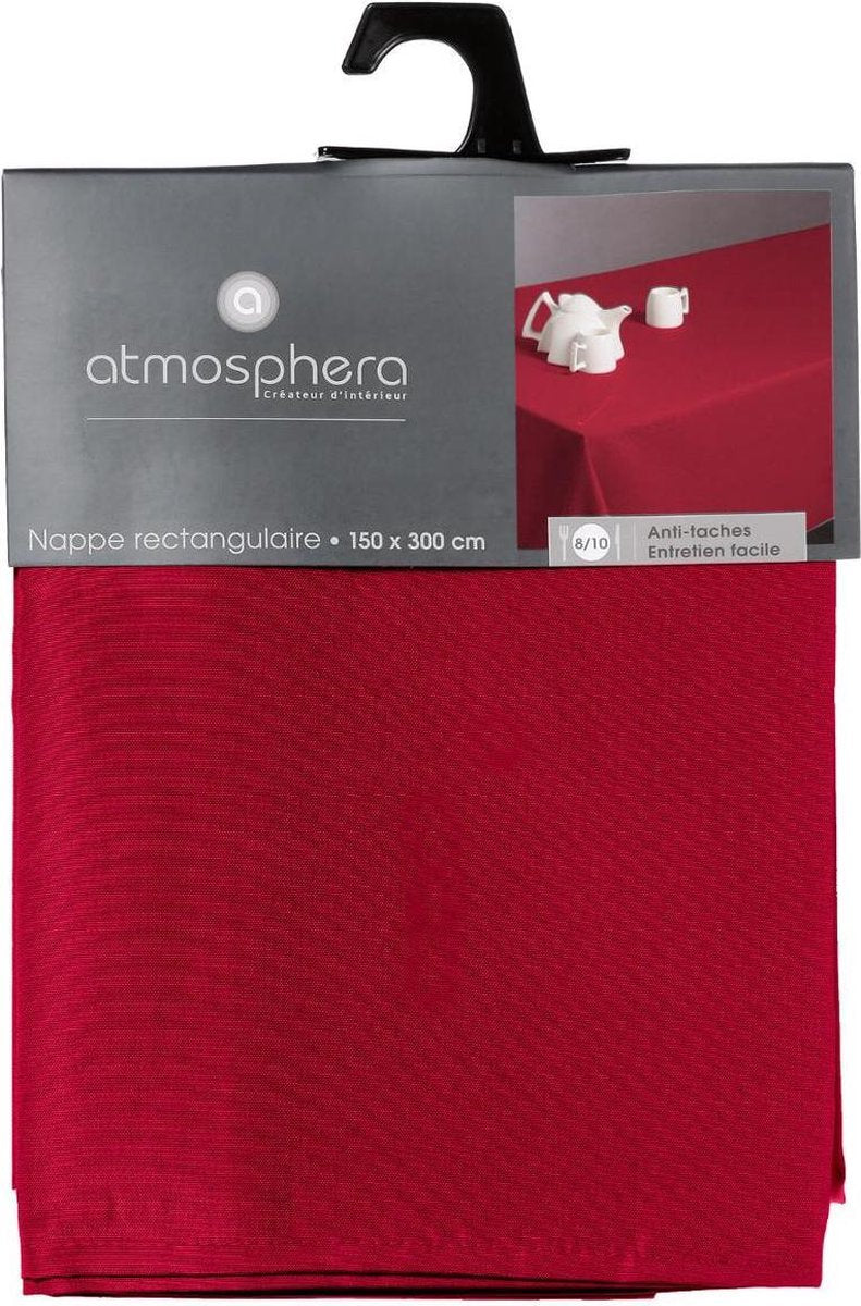 Nappe Atmosphera rouge anti-tache - 150 x 300 cm - Anti-tache