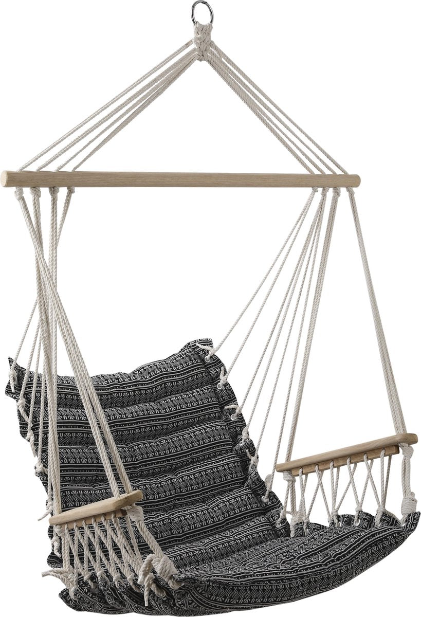 Hesperide Hangstoel Jinja - Ontspanningsstoel - 100 X H135 cm - Zwart - Boho