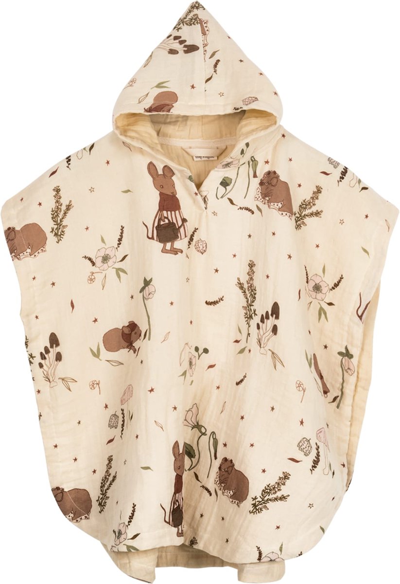 Poncho petite fleur de Moiuse - 60 X 60 cm - 1 à 3 ans - Tetra coton bio