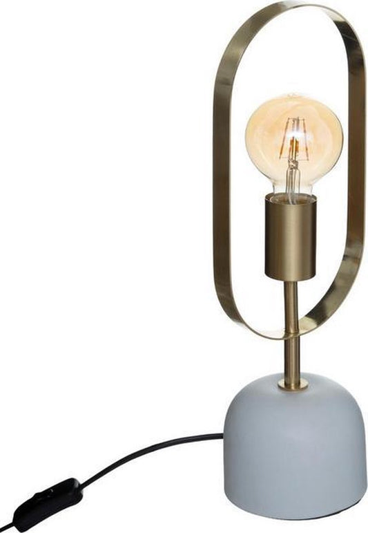 Table lamp gold-colored with gray blue base, height 44 cm