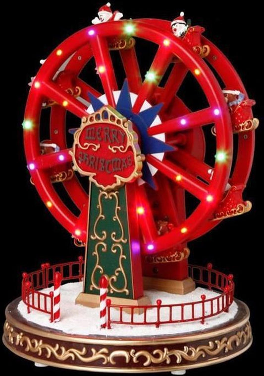 Christmas village - Christmas house with lights - Fair - Carousel - Merry-go-round - Wheel - LED - Movement - Music