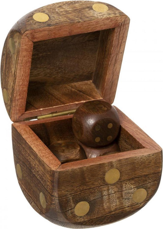 Dice - decoration - mango wood - box - 5 dice